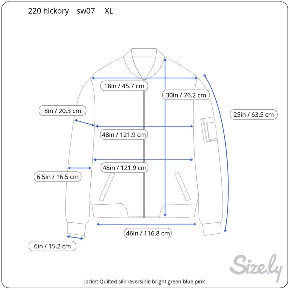 Jacket Quilted silk reversible bright green blue pink - Picture 3 of 16